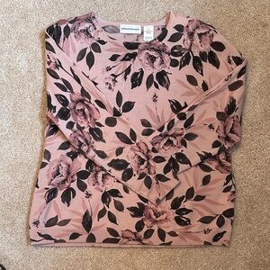 Alfred Dunner Pink and Black Floral Sweatshirt